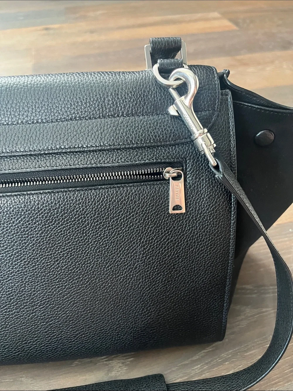 Celine Black Top-Handle Winged Satchel